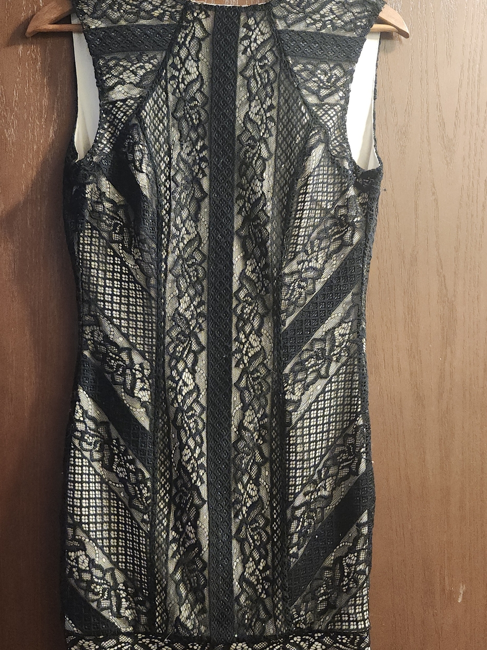 Banjul Black Lace Midi Dress with Ivory Underlay